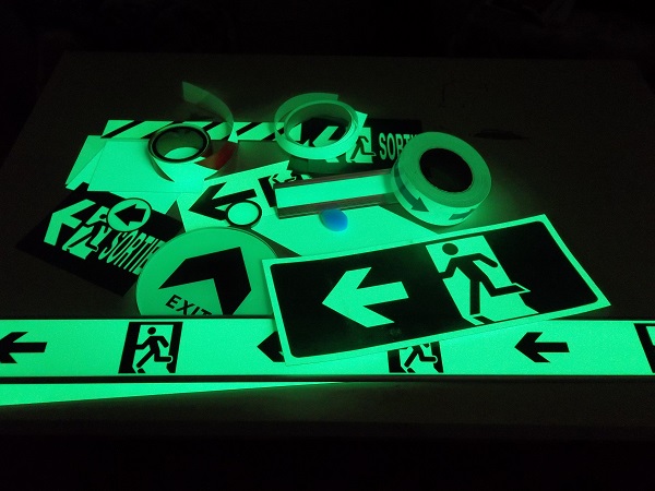 Glow in the dark safety signs